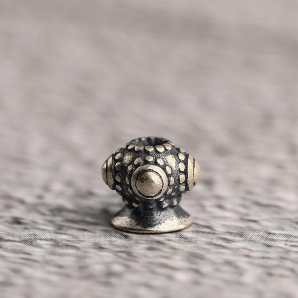 drum bead, spots pattern bead, spacer bead, s925 sterling silver, silver bead, oxidized silver bead - Image 4