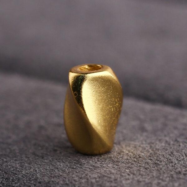 twisted bead, simple bead, s925 sterling silver, silver bead, golden bead, gild bead - Image 4