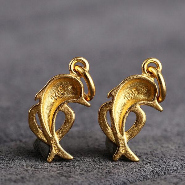 dolphin charm, s925 sterling silver, silver charm, golden charm, gild charm - Image 4