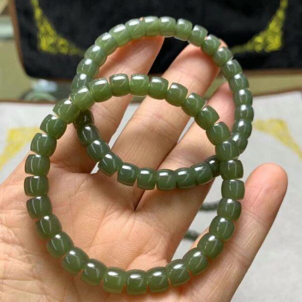 drum beaded bracelet, nephrite bracelet, jade bracelet, green bracelet, genuine natural bracelet - Image 4