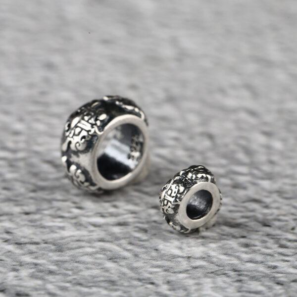 ring bead, beast pattern bead, spacer bead, s925 sterling silver, silver bead, oxidized silver bead - Image 4