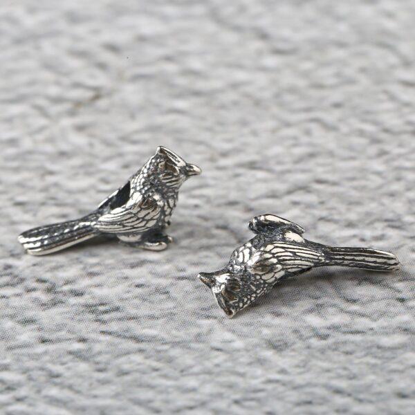 bird bead, Magpie bead, spacer bead, s925 sterling silver, silver bead, oxidized silver bead - Image 4