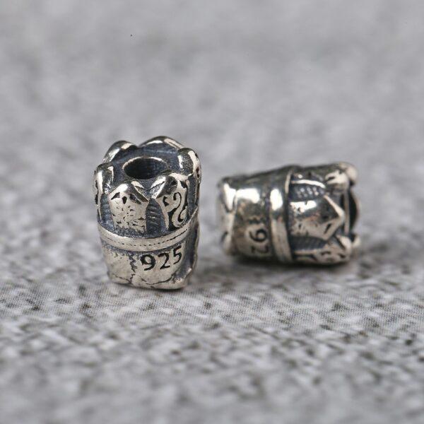 crown bead, skull bead, spacer bead, s925 sterling silver, silver bead, oxidized silver bead - Image 4