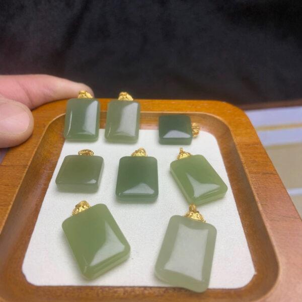 nephrite charm, rectangle charm, simple charm, jade charm, green bead, high quality bead, genuine bead, natural bead - Image 4