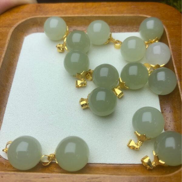nephrite charm, round charm, ball charm, jade charm, green bead, high quality bead, genuine bead, natural bead - Image 5