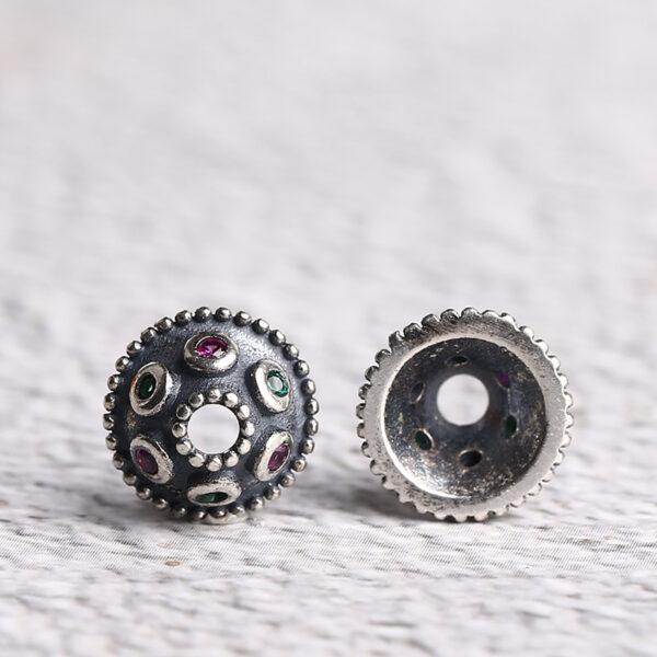 flower bead cap, flower bead holder, spacer bead, s925 sterling silver, silver bead, oxidized silver bead - Image 5