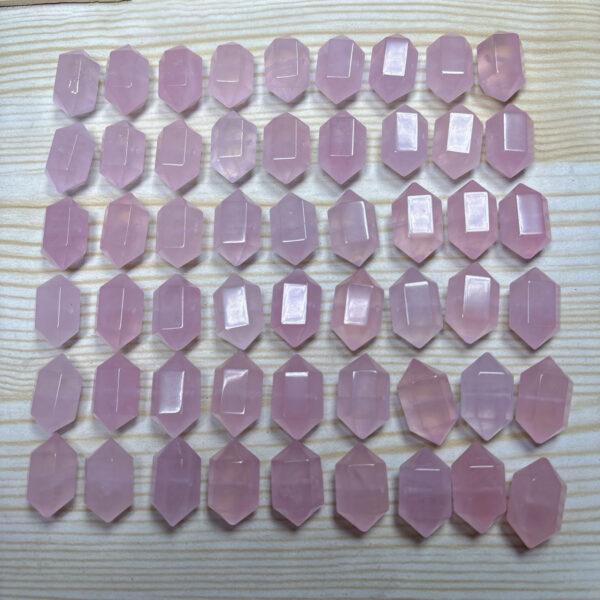 genuine natural rose quartz bead, quartz bead, clear bead, pink bead, double pointed prism bead - Image 5