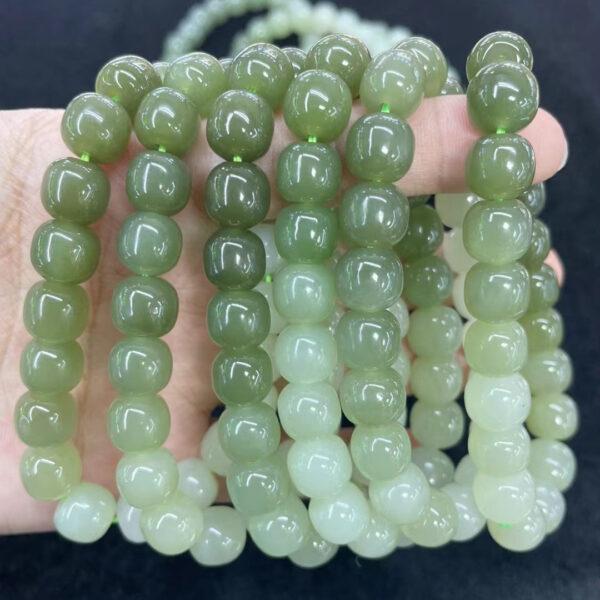 drum beaded bracelet, nephrite bracelet, jade bracelet, gradient green bracelet, genuine natural bracelet - Image 5
