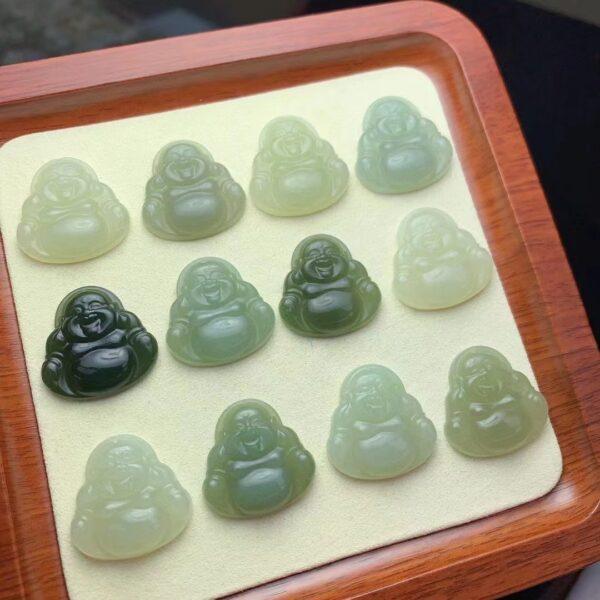 nephrite charm, Buddha charm, Maitreya Buddha, jade charm, green bead, high quality bead, genuine bead, natural bead - Image 5
