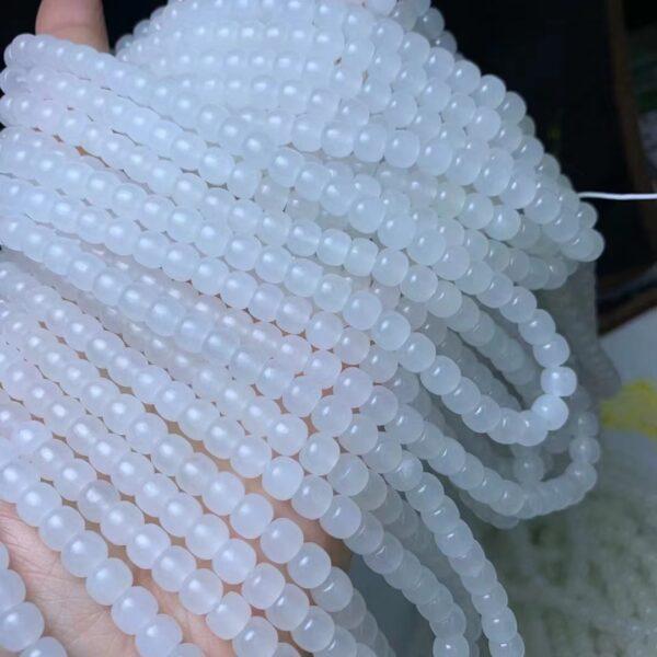 nephrite bead, drum bead, whole strand bead, white bead, jade bead, high quality bead, genuine bead, natural bead - Image 5