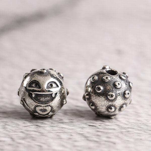 smiley face bead, round bead, spacer bead, s925 sterling silver, silver bead, oxidized silver bead - Image 5