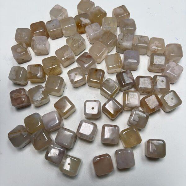 genuine natural blossoms agate bead, agate bead, pink bead, flower bead, cube bead - Image 5