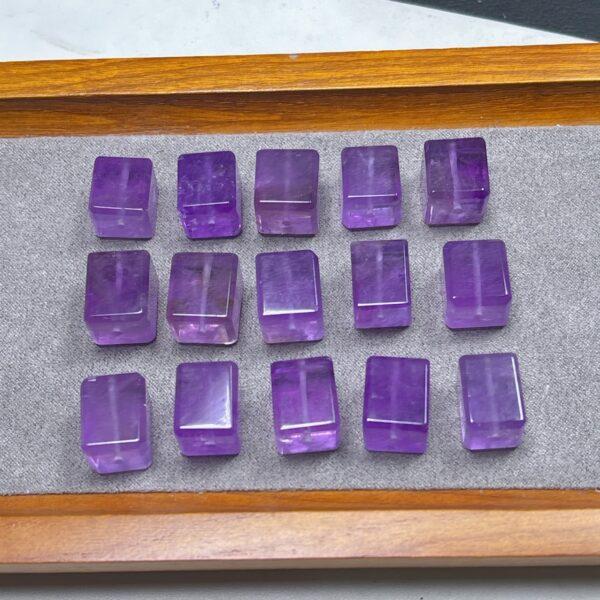 genuine natural amethyst bead, amethyst bead, purple bead, cube bead - Image 5