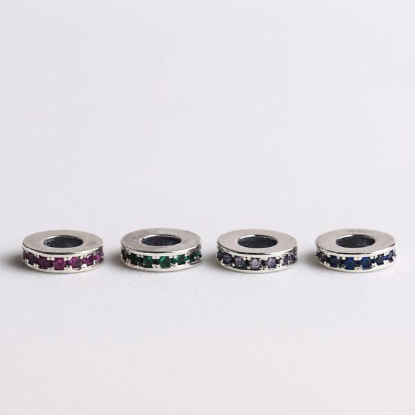 gasket bead, colorful zircon bead, spacer bead, s925 sterling silver, silver bead, oxidized silver bead - Image 5