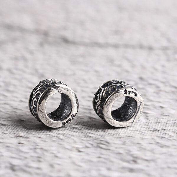 ring bead, cloud pattern bead, spacer bead, s925 sterling silver, silver bead, oxidized silver bead - Image 5
