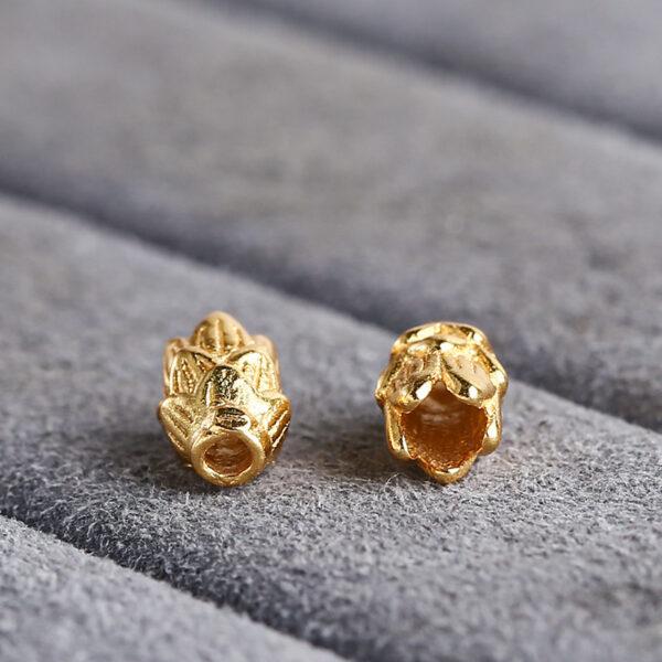 lotus bead, golden flower bead, spacer bead, s925 sterling silver, golden bead, gild bead - Image 5