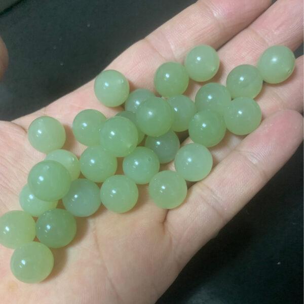 nephrite bead, half drilled bead, earring bead,ring bead, charm bead, round jade bead, green bead, high quality bead,genuine bead, natural bead - Image 5