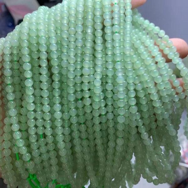 nephrite bead, round bead, whole strand bead, light green bead, jade bead, high quality bead, genuine bead, natural bead - Image 5