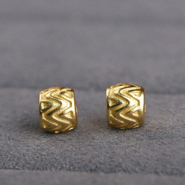 drum bead, golden wave bead, spacer bead, s925 sterling silver, golden bead, gild bead - Image 5