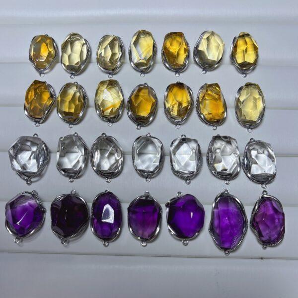 genuine natural amethyst bead, citrine bead, quartz bead, clear bead, yellow bead, purple bead, polyhedron bead - Image 5