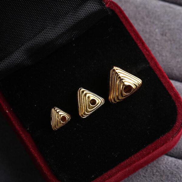 triangle bead, line pattern bead, spacer bead, s925 sterling silver, golden bead, gild bead - Image 5