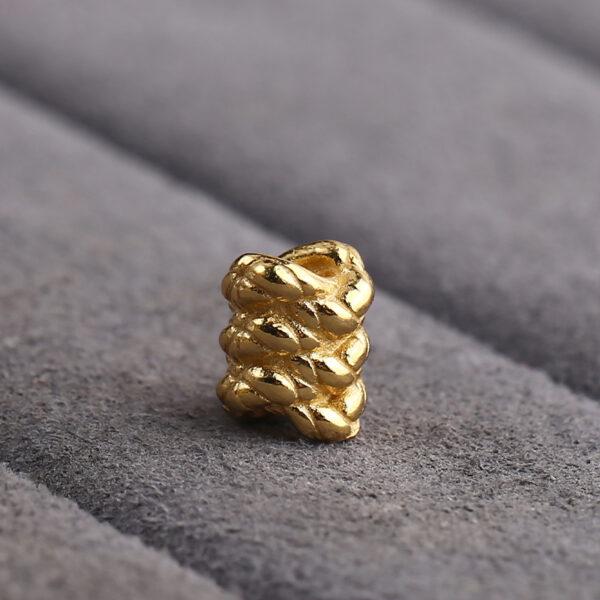 tube bead, rope bead, spacer bead, s925 sterling silver, golden bead, gild bead - Image 5