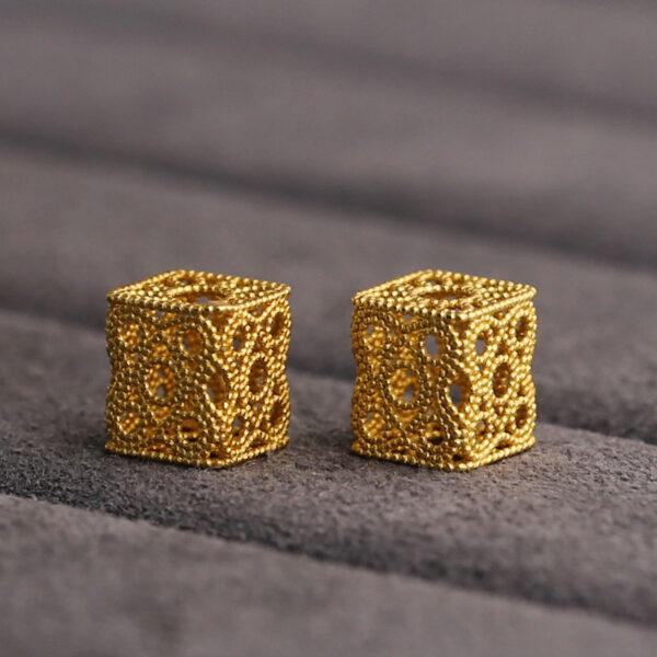 rectangle bead, hollow bead, flower bead, spacer bead, s925 sterling silver, golden bead, gild bead - Image 5