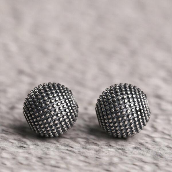 round bead, spot pattern bead, spacer bead, s925 sterling silver, silver bead, oxidized silver bead - Image 5