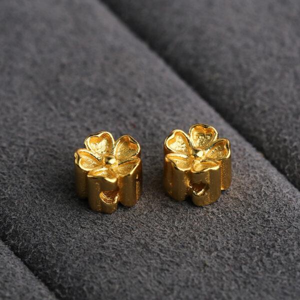 Cherry blossoms bead, flower bead, spacer bead, s925 sterling silver, silver bead, golden bead, gild bead - Image 5