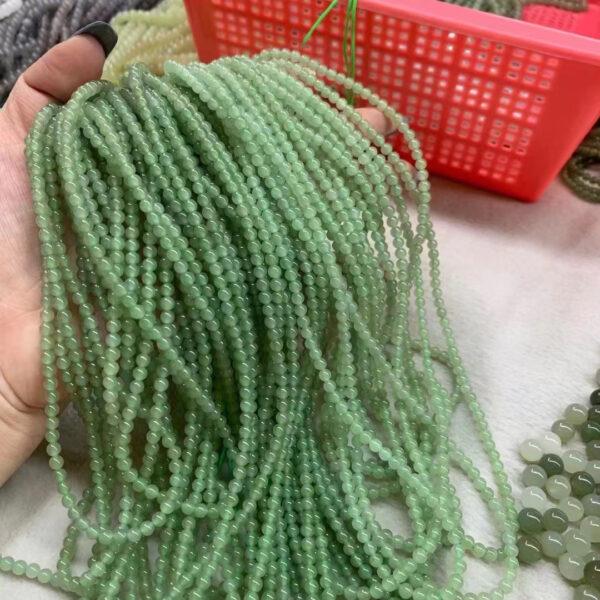 nephrite bead, round bead, whole strand bead, green bead, jade bead, high quality bead, genuine bead, natural bead - Image 5