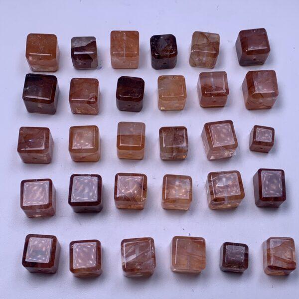 genuine natural red hematoid quartz bead, quartz bead, red bead, cube bead - Image 5