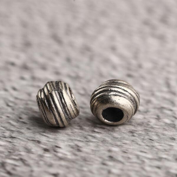 irregular bead, line pattern bead, spacer bead, s925 sterling silver, silver bead, oxidized silver bead - Image 5