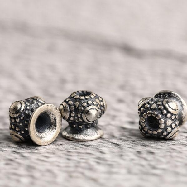 drum bead, spots pattern bead, spacer bead, s925 sterling silver, silver bead, oxidized silver bead - Image 5