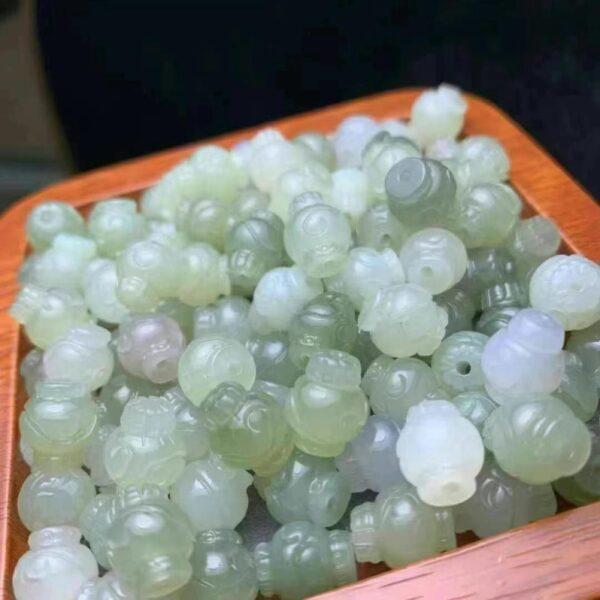 nephrite bead, lantern bead, flower pattern bead, jade bead, green bead, high quality bead, genuine bead, natural bead - Image 5