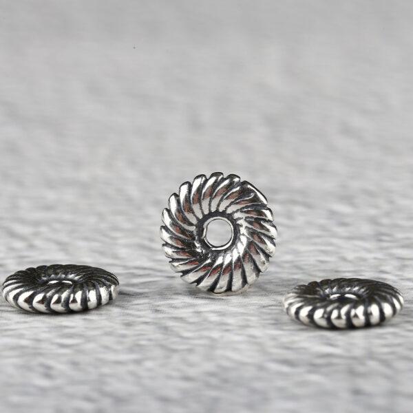 donut bead, spiral pattern bead, spacer bead, s925 sterling silver, silver bead, oxidized silver bead - Image 5