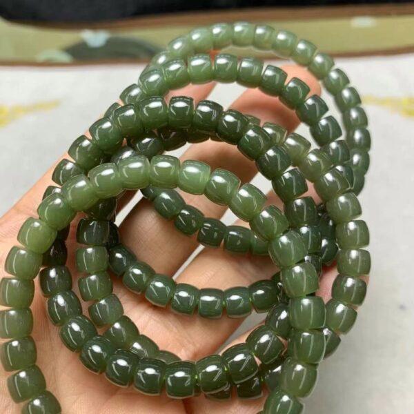 drum beaded bracelet, nephrite bracelet, jade bracelet, green bracelet, genuine natural bracelet - Image 5