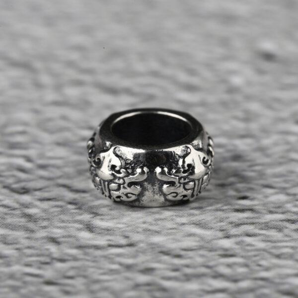 ring bead, beast pattern bead, spacer bead, s925 sterling silver, silver bead, oxidized silver bead - Image 5