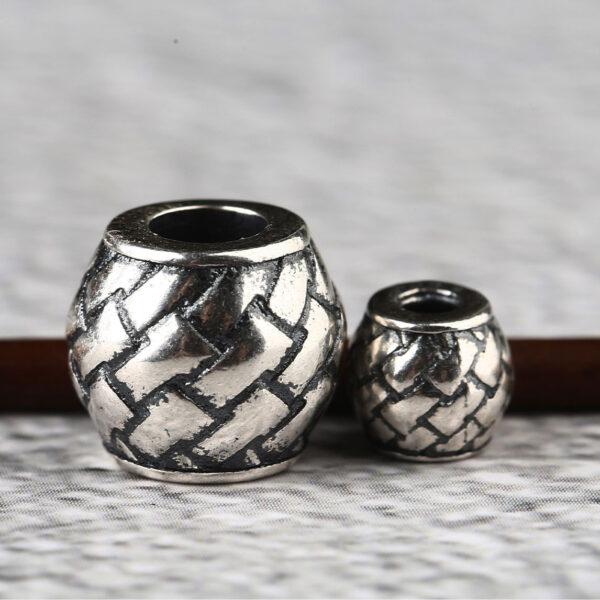 Drum bead, woven pattern bead, spacer bead, s925 sterling silver, silver bead, oxidized silver bead - Image 5