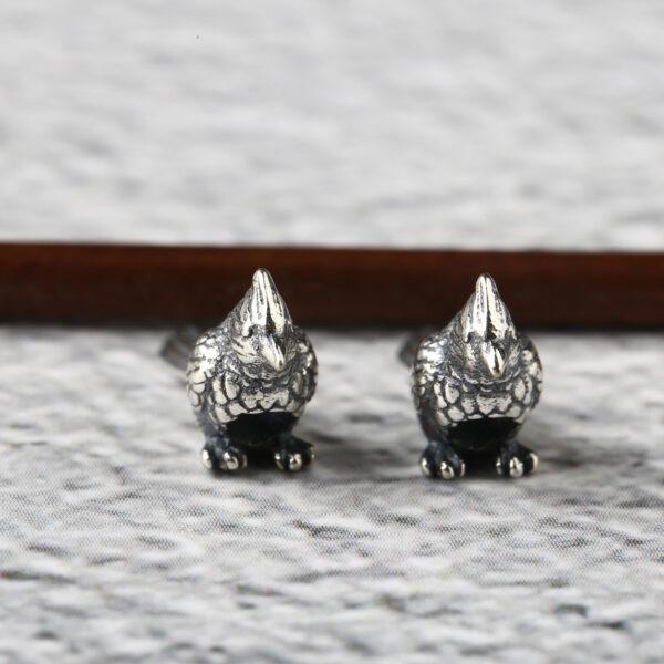 bird bead, Magpie bead, spacer bead, s925 sterling silver, silver bead, oxidized silver bead - Image 3