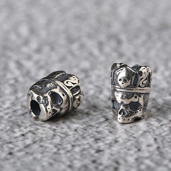 crown bead, skull bead, spacer bead, s925 sterling silver, silver bead, oxidized silver bead - Image 5