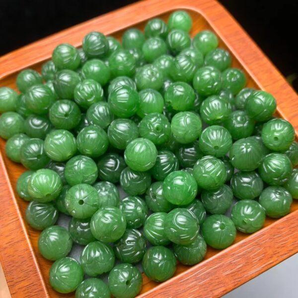 nephrite bead, round bead, flower bead, jade bead, green bead, high quality bead, genuine bead, natural bead - Image 5