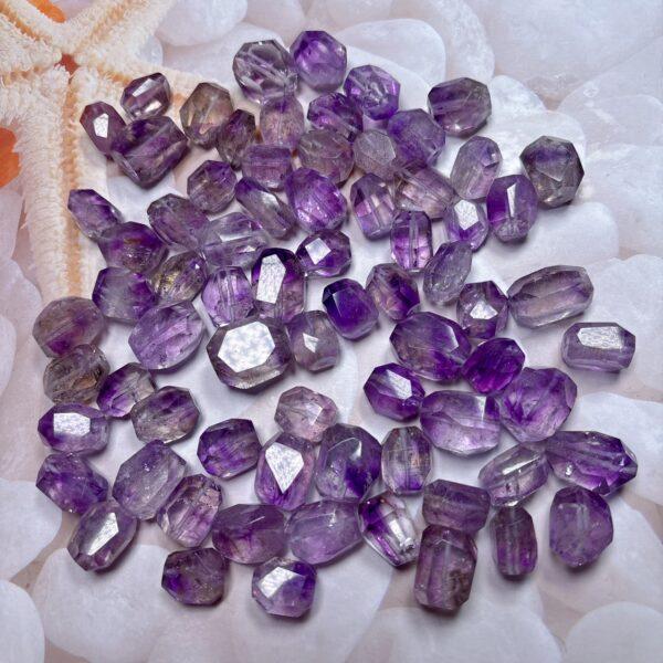 genuine natural amethyst rutilated quartz, Super 7 bead, quartz bead, clear bead, purple bead, irregular bead, polyhedron bead - Image 5