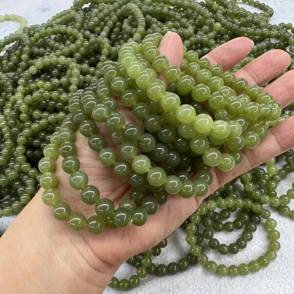 round beaded bracelet, nephrite bracelet, jade bracelet, yellow green bracelet, genuine natural bracelet - Image 5