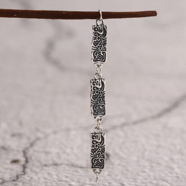 rectangle chain bead, cloud pattern bead, connector bead, spacer bead, s925 sterling silver, silver findings - Image 5