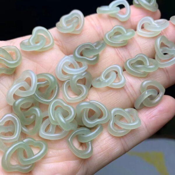 nephrite bead, heart bead, double hearts bead, jade bead, green bead, high quality bead, genuine bead, natural bead - Image 5