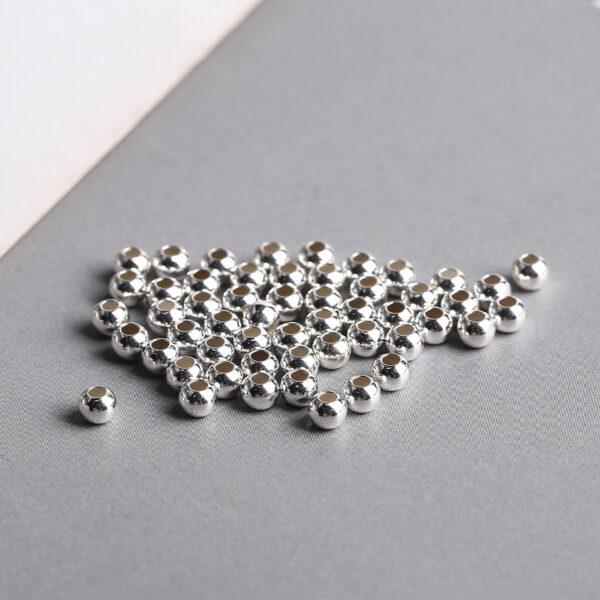round bead, s925 sterling silver, silver bead, bright silver bead - Image 6