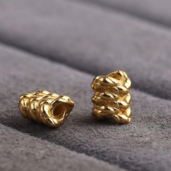 tube bead, rope bead, spacer bead, s925 sterling silver, golden bead, gild bead - Image 6
