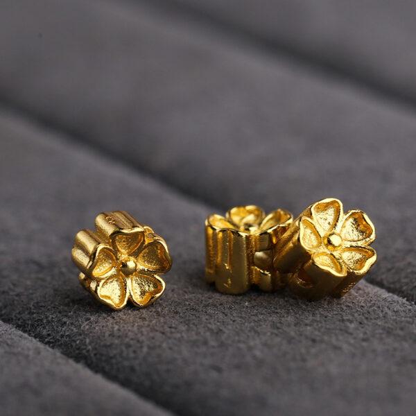 Cherry blossoms bead, flower bead, spacer bead, s925 sterling silver, silver bead, golden bead, gild bead - Image 6
