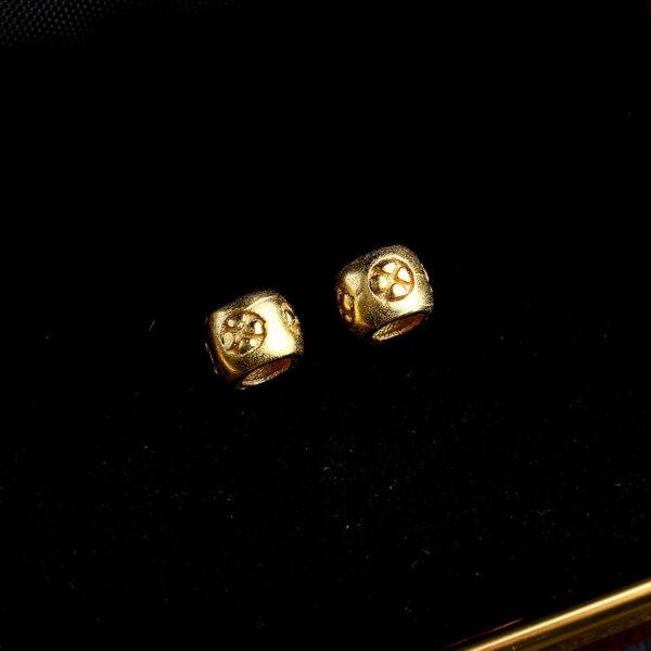Drum bead, Cherry blossoms bead, flower bead, spacer bead, s925 sterling silver, silver bead, golden bead, gild bead - Image 6