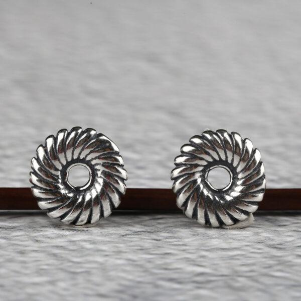 donut bead, spiral pattern bead, spacer bead, s925 sterling silver, silver bead, oxidized silver bead - Image 6
